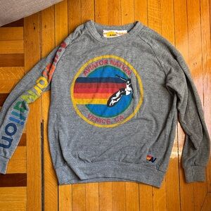 Aviator Nation Gray Crewneck with Colorful Logo